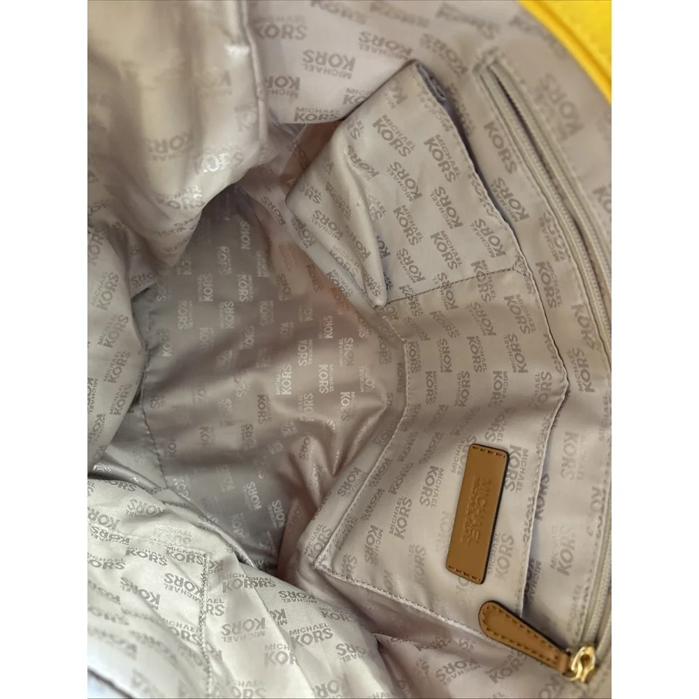 Michael Kors Jetset Bright Yellow Canvas With‎ Brown Trim